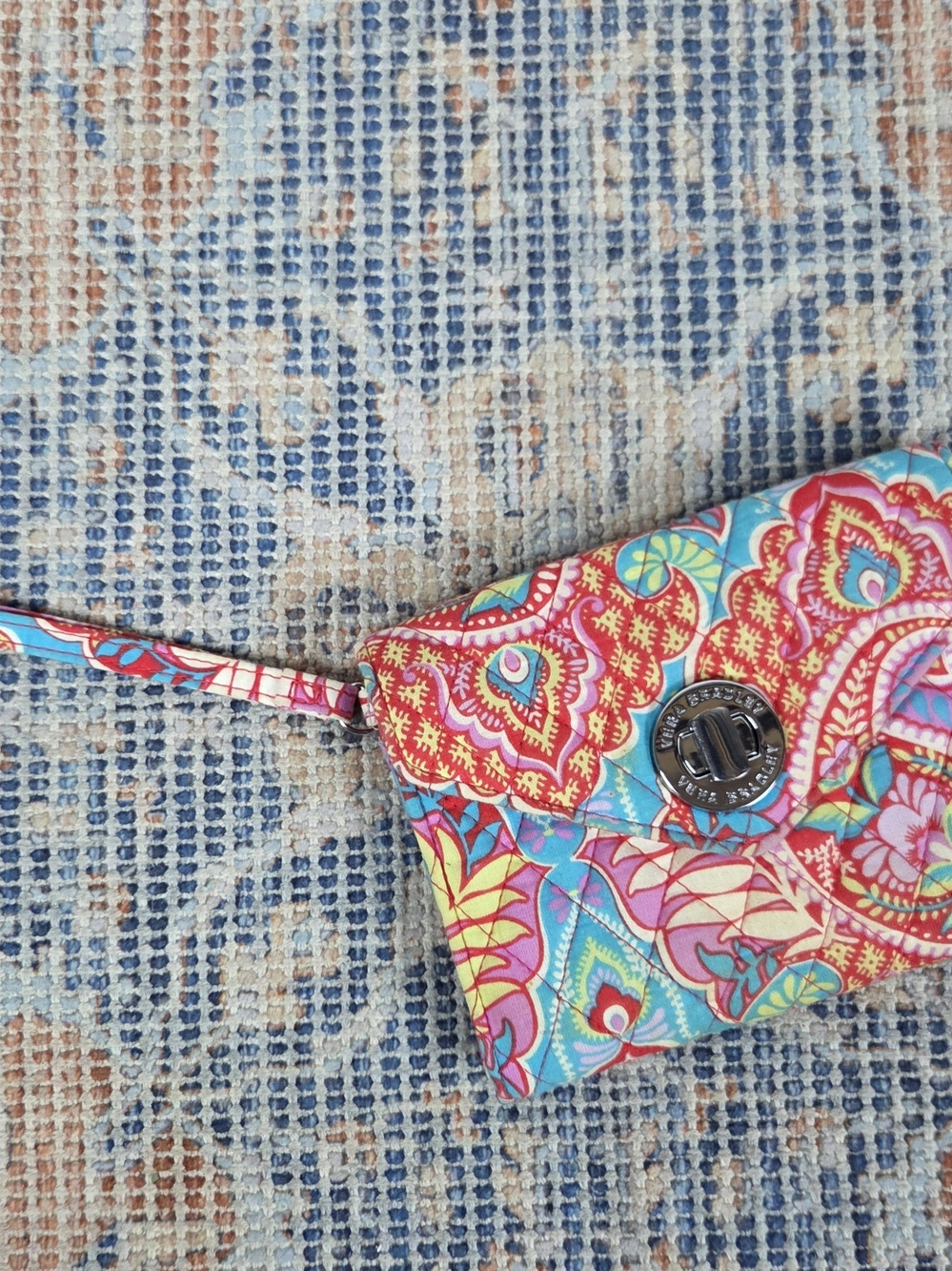 Vera Bradley Turquoise Pink Floral Wristlet Wallet